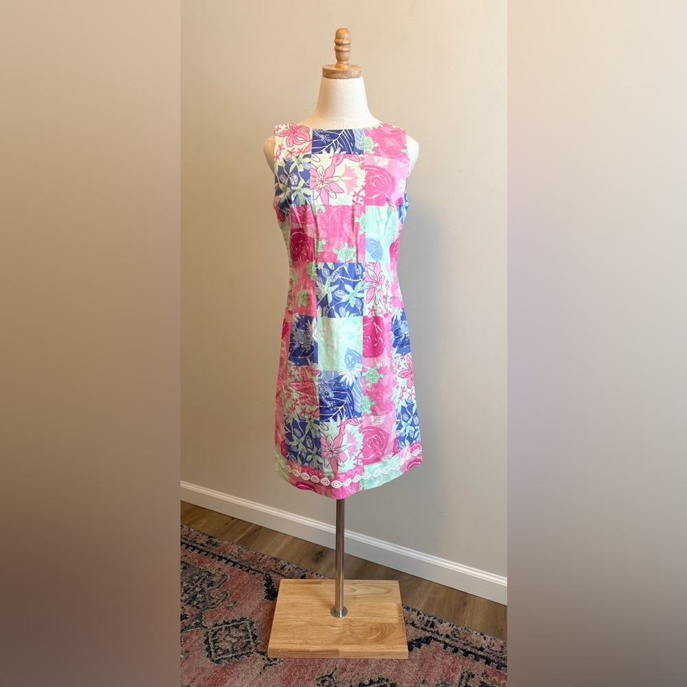 Vintage Lilly Pulitzer White Label Patchwork Sleeveless Dress (Size 8)